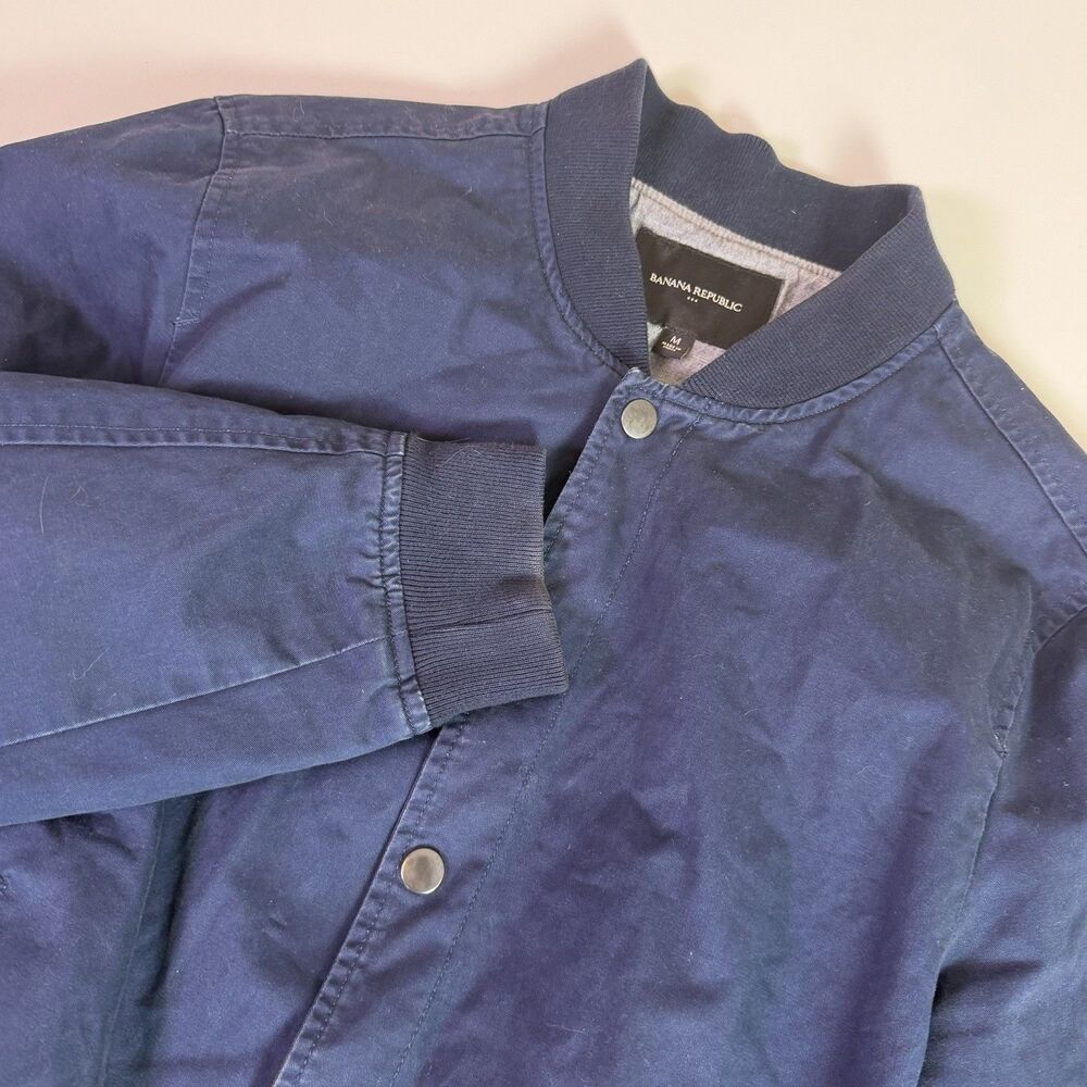 Banana Republic Bomber Jacket Men's M Blue Snap Front Minimalist Casual Flight